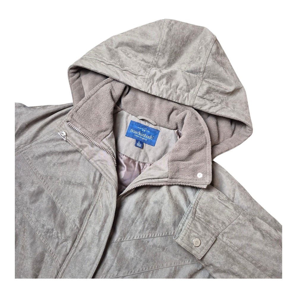 Mackintosh New England Women's Large Gray Hooded Jacket Removable Hood Zip Front